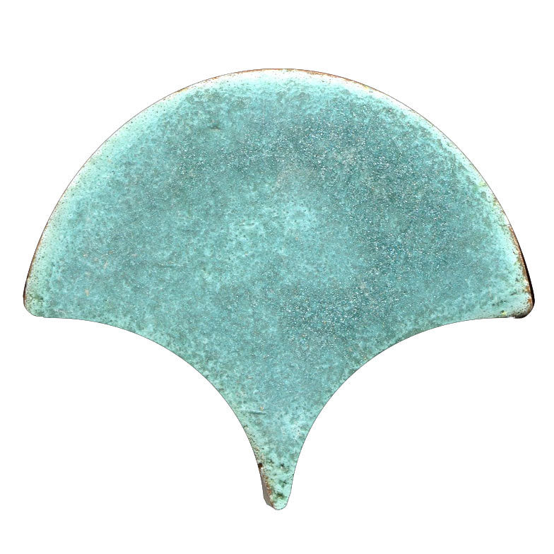 Peacock-Scallop shape tile matte green